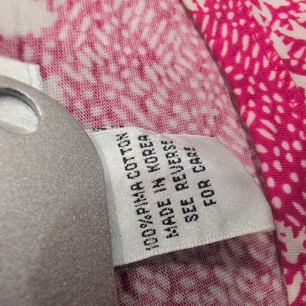 Talbots‎ Woman 1X Pink White Sunburst Floral Print 3/4 Sleeve Cotton Top - Picture 3 of 4